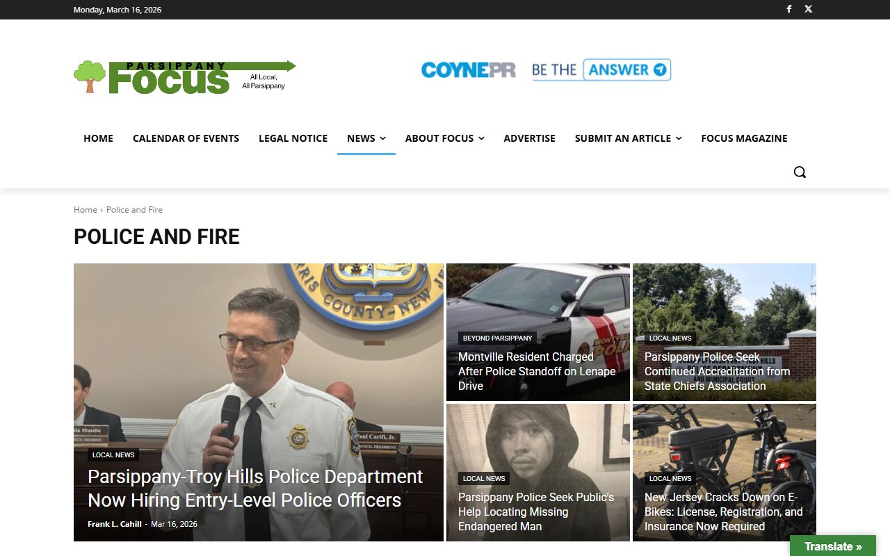 Parsippany-Troy Hills released inmates police department resource