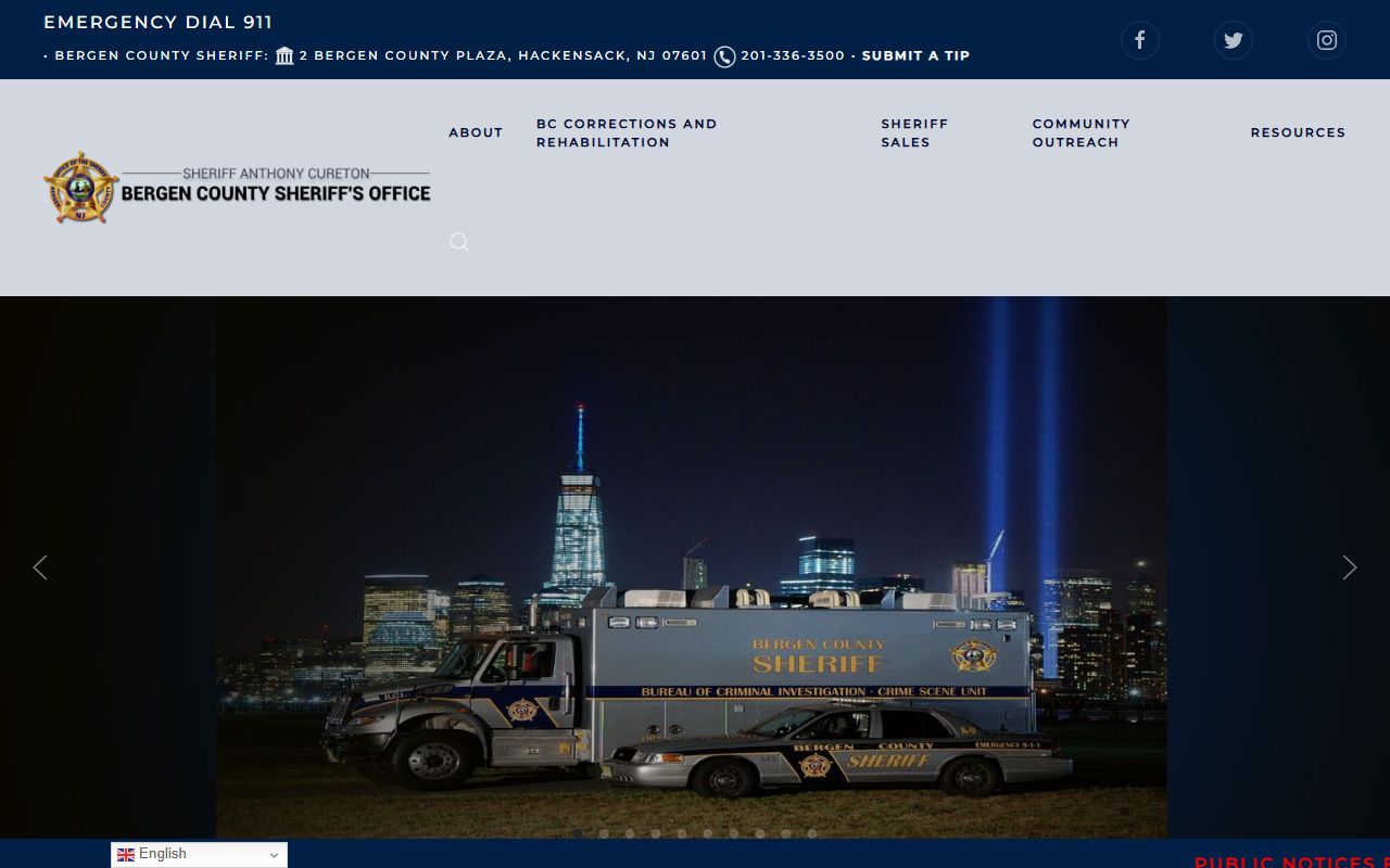 Bergen County Sheriff Office for released inmates records in Hackensack