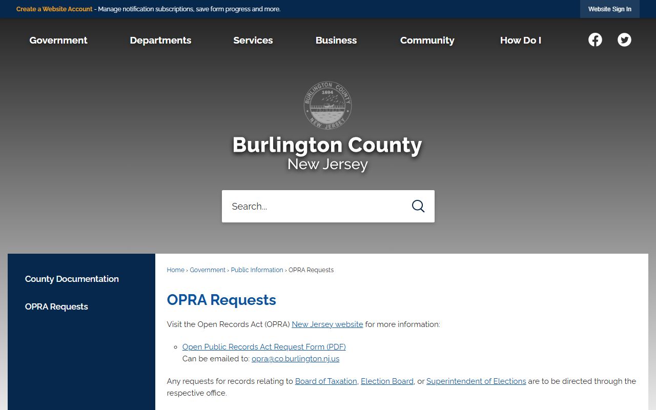Burlington County OPRA requests for released inmates records