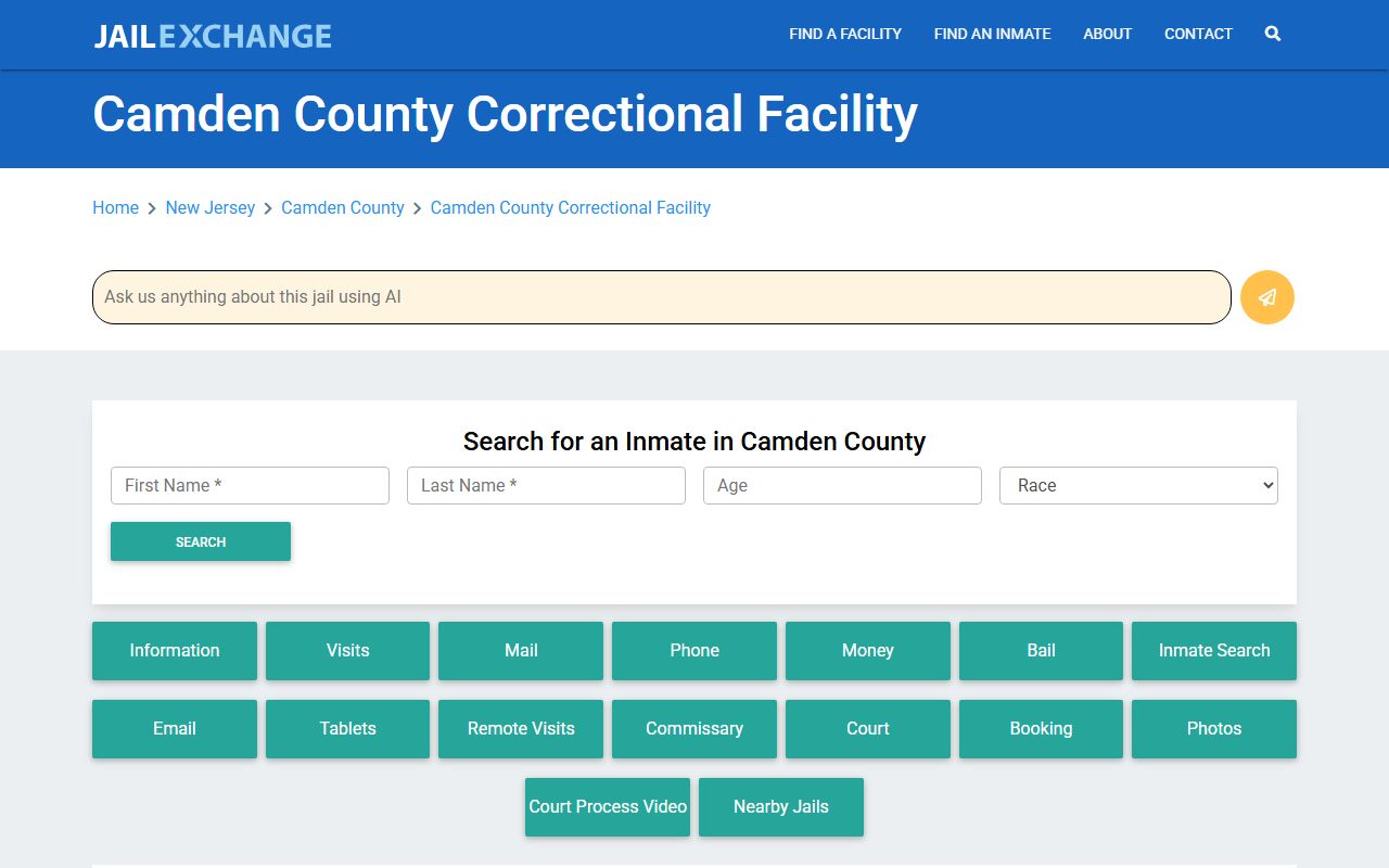 Camden County Correctional Facility released inmates information on Jail Exchange