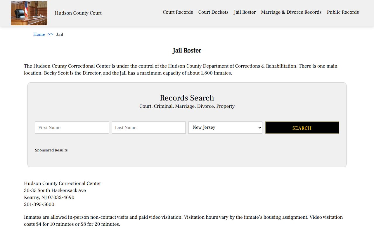 Hudson County released inmates jail roster page