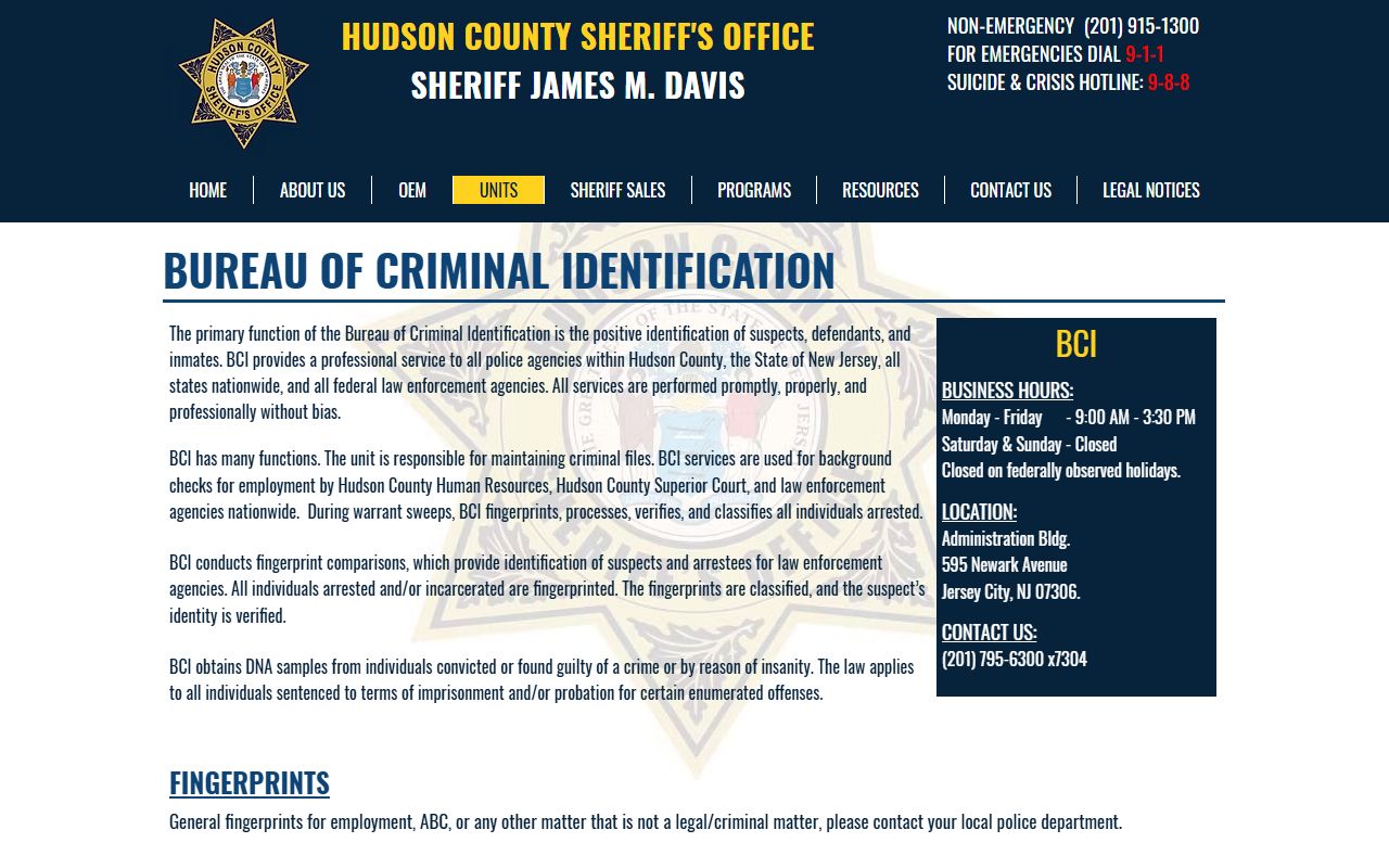 Hudson County released inmates sheriff BCI page