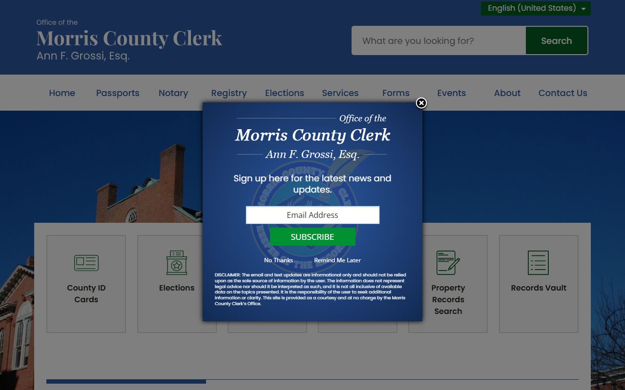 Morris County released inmates county clerk records