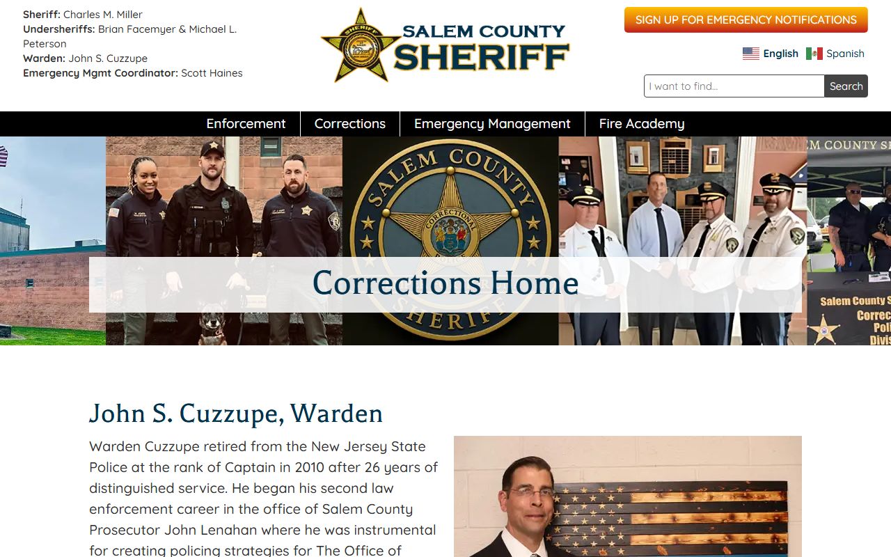 Salem County released inmates sheriff corrections page