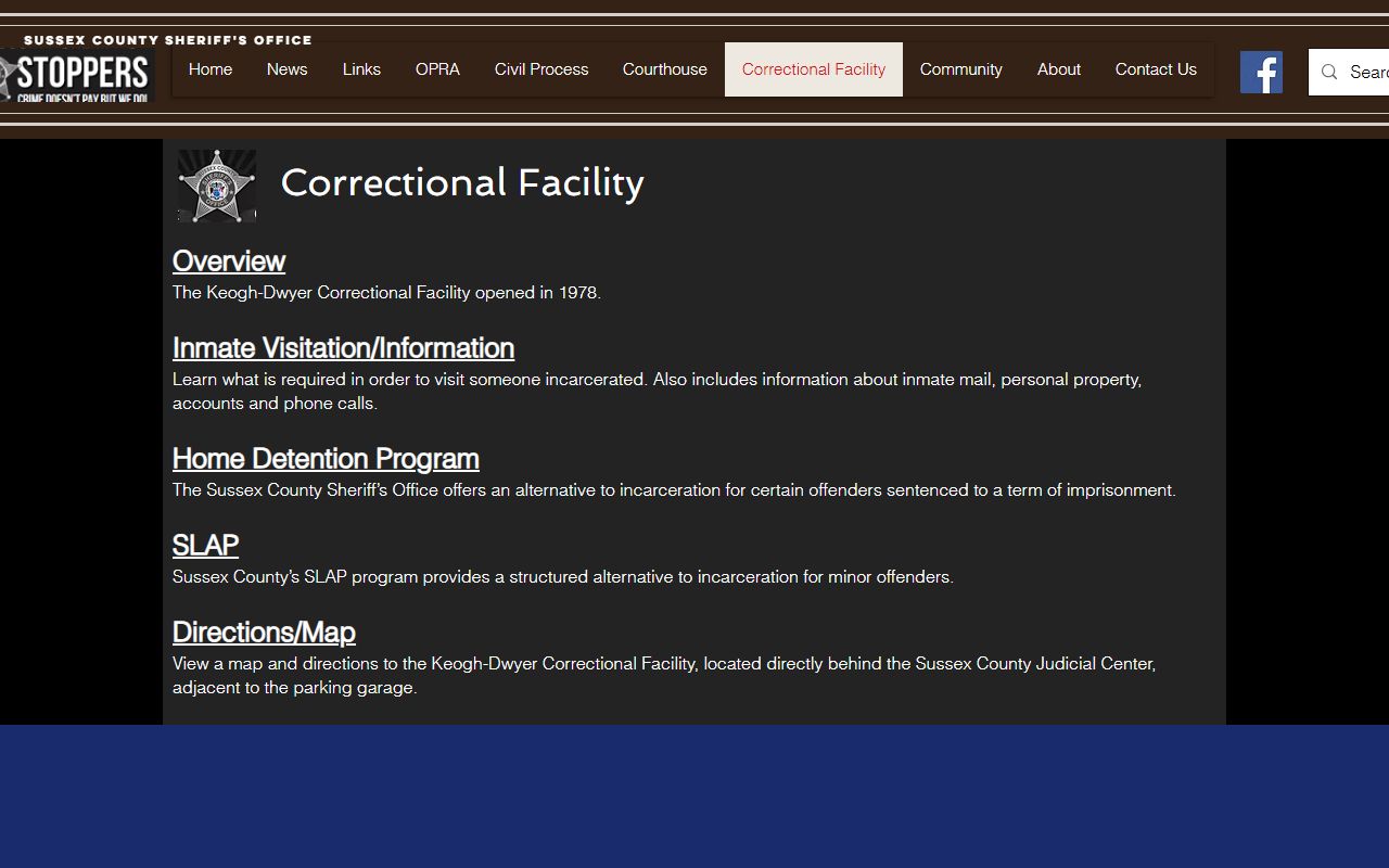 Sussex County released inmates correctional facility page