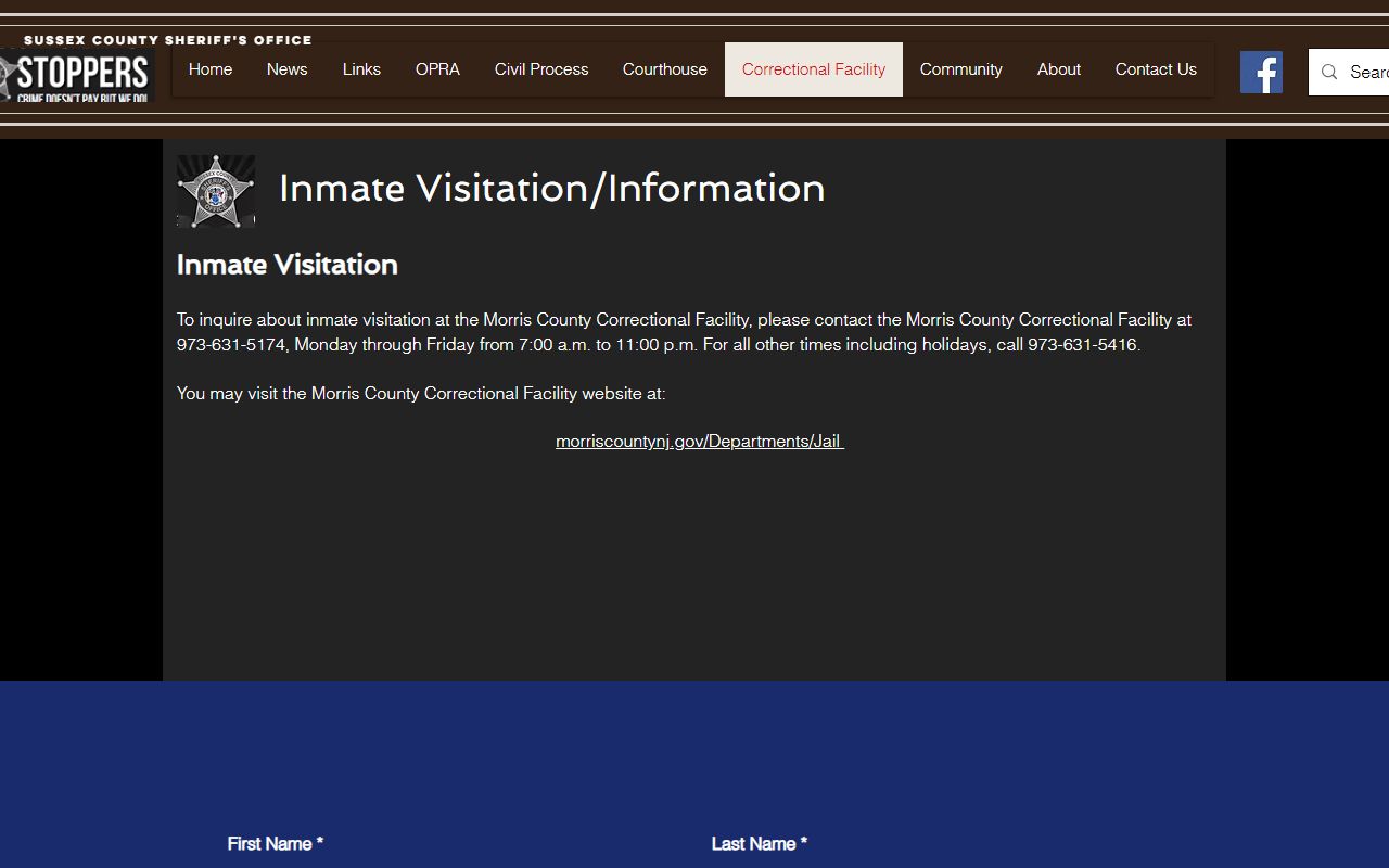 Sussex County released inmates inmate visitation information