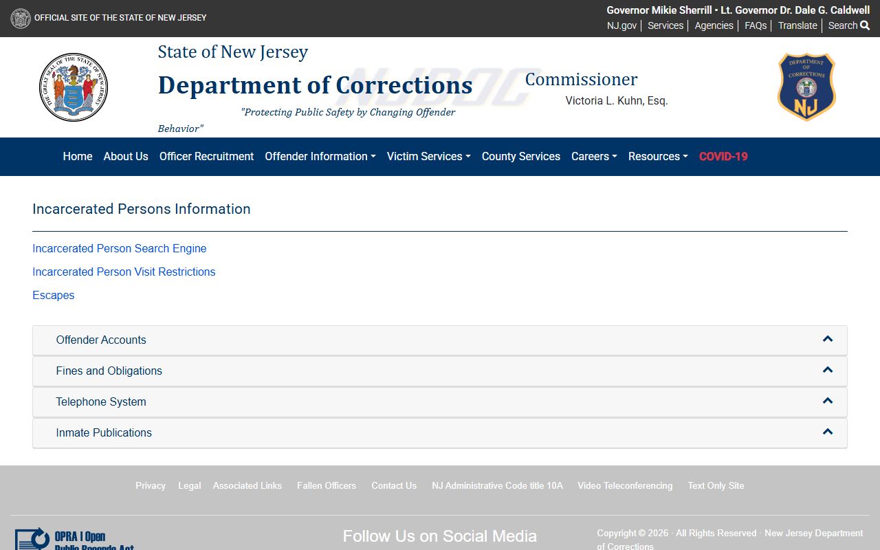 NJDOC phone services information for New Jersey released inmates